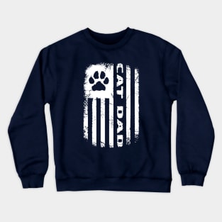 Cat Dad Distressed Flag Crewneck Sweatshirt